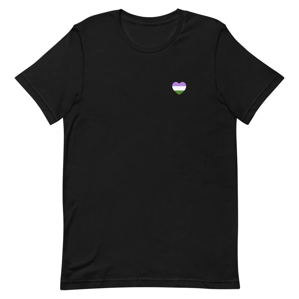Genderqueer Pride Flag Small Heart T-Shirt - Image 4