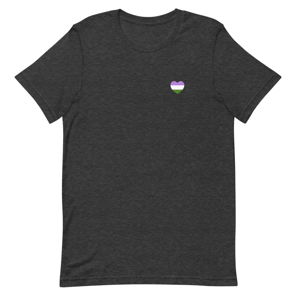 Genderqueer Pride Flag Small Heart T-Shirt - Image 5
