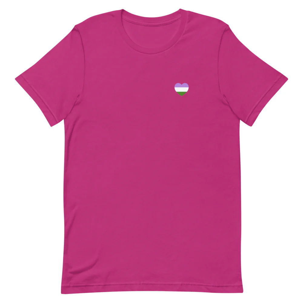 Genderqueer Pride Flag Small Heart T-Shirt - Image 6