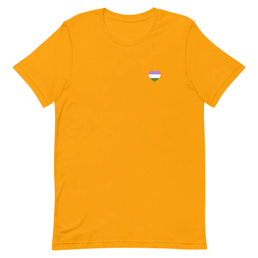 Genderqueer Pride Flag Small Heart T-Shirt - Image 7
