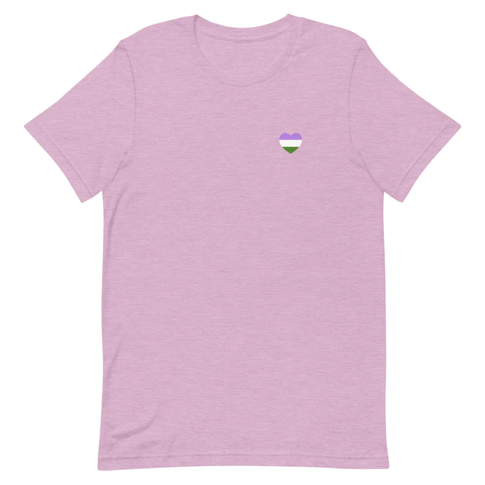 Genderqueer Pride Flag Small Heart T-Shirt - Image 8