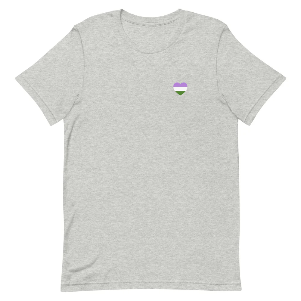 Genderqueer Pride Flag Small Heart T-Shirt - Image 9