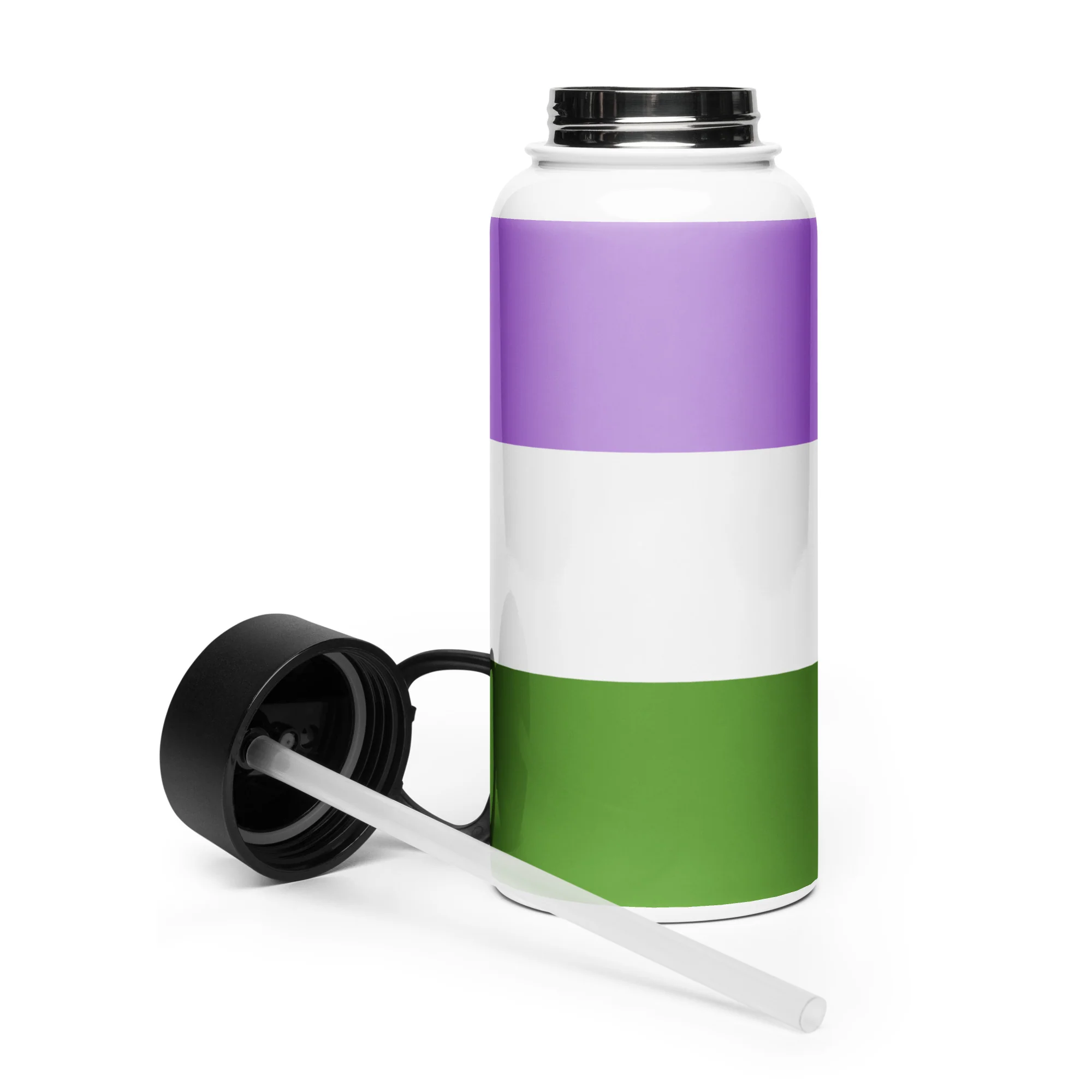 Genderqueer Pride Flag Stainless Steel Water Bottle - Image 2