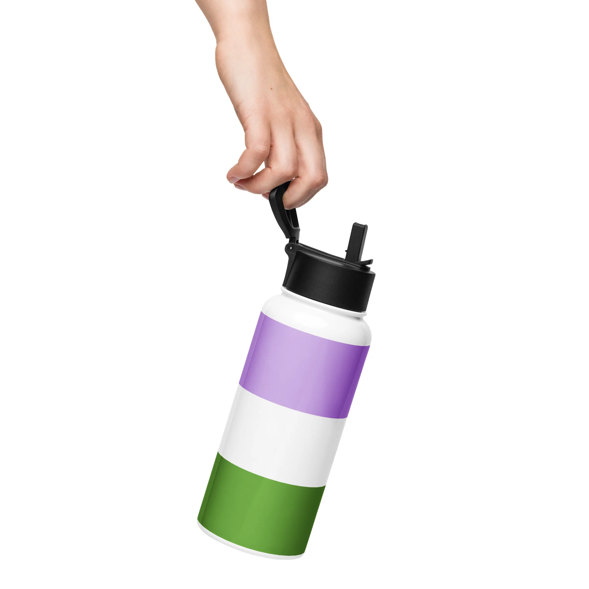 Genderqueer Pride Flag Stainless Steel Water Bottle - Image 4