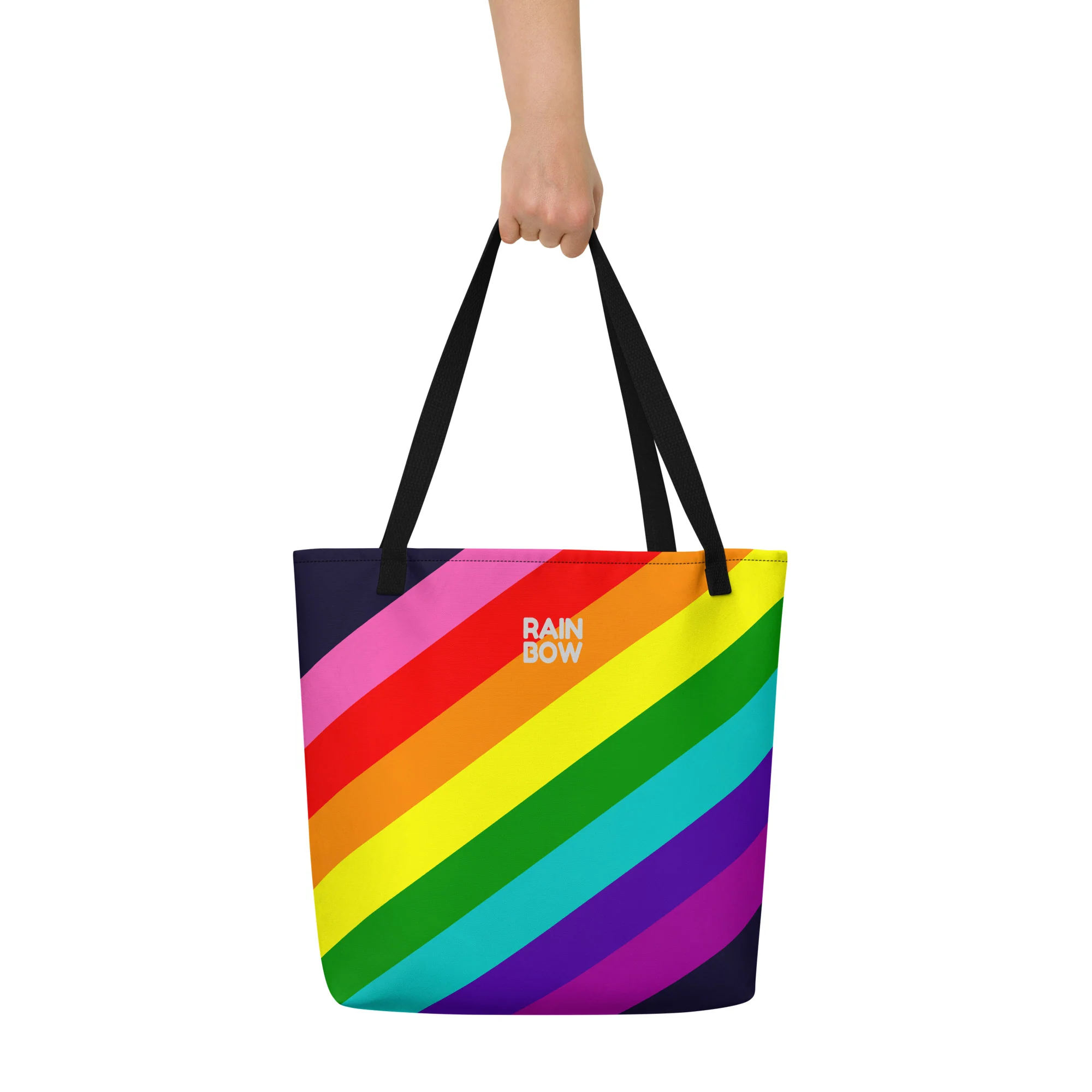 Gilbert Baker Original Pride Flag Diagonal Stripe Large Tote/Beach Bag - Image 5