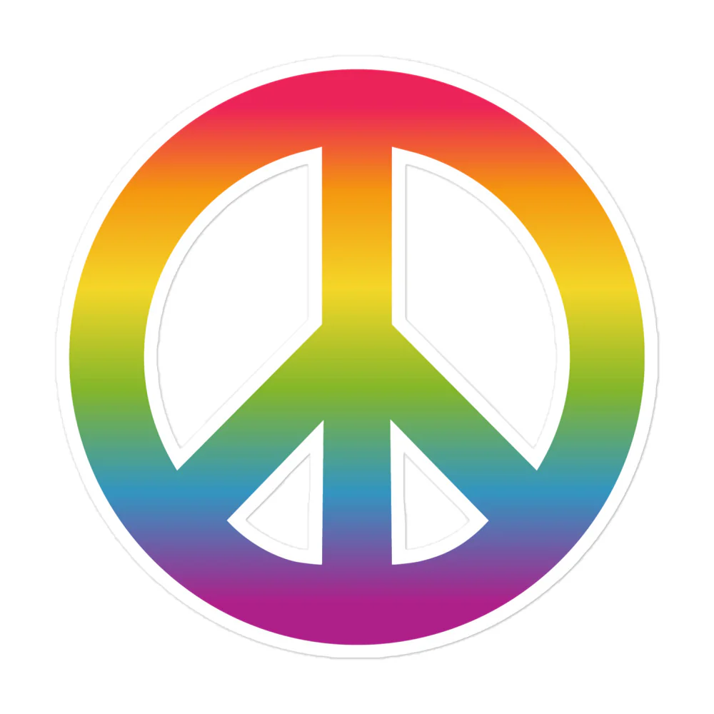 Graduated Rainbow Peace Symbol Sticker