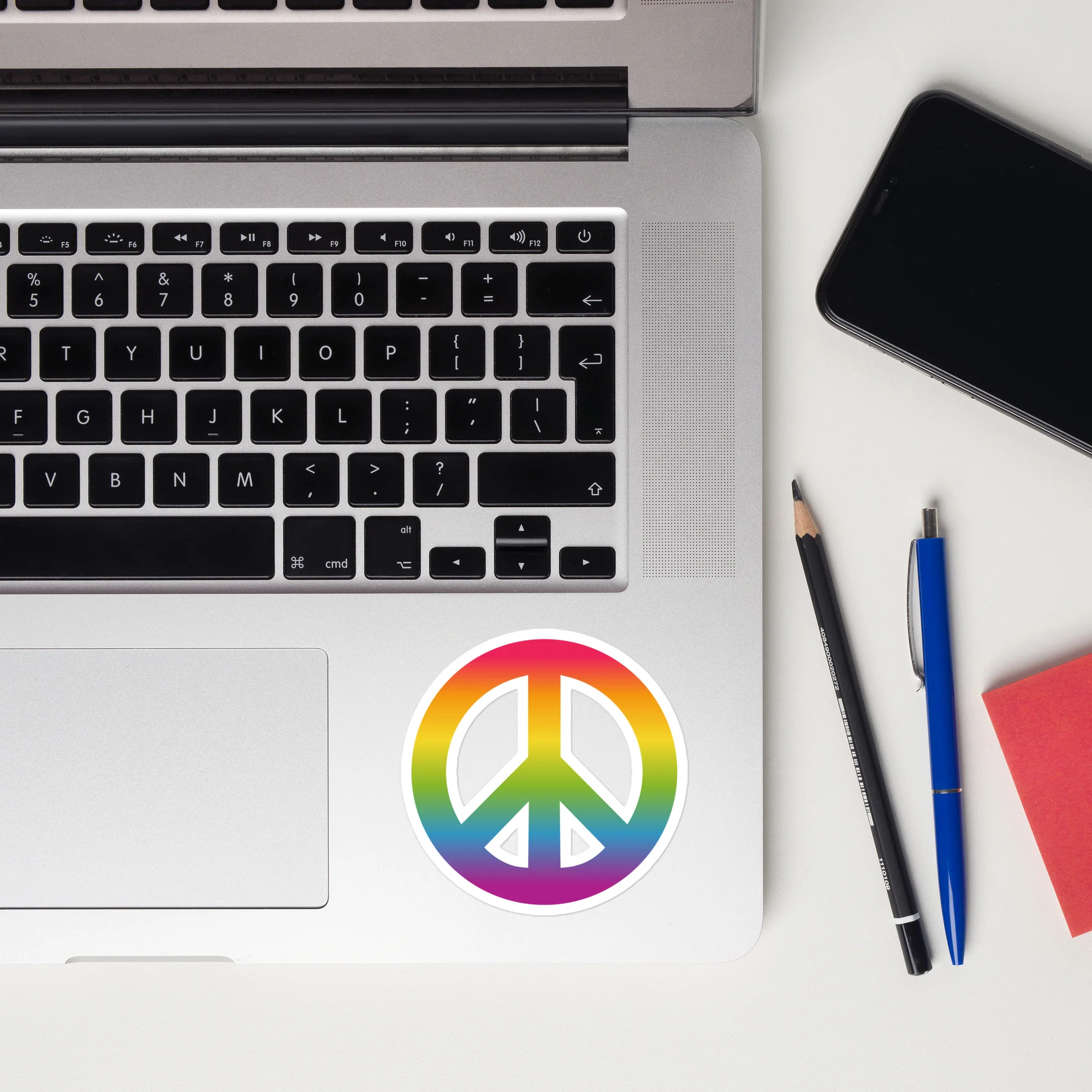 Graduated Rainbow Peace Symbol Sticker - Image 5
