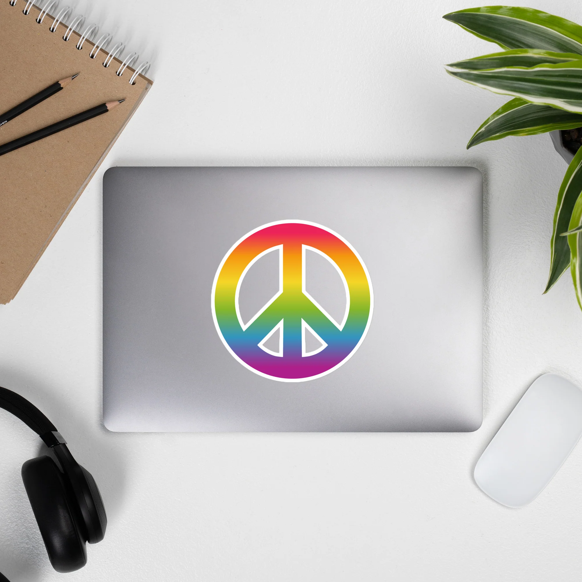 Graduated Rainbow Peace Symbol Sticker - Image 8