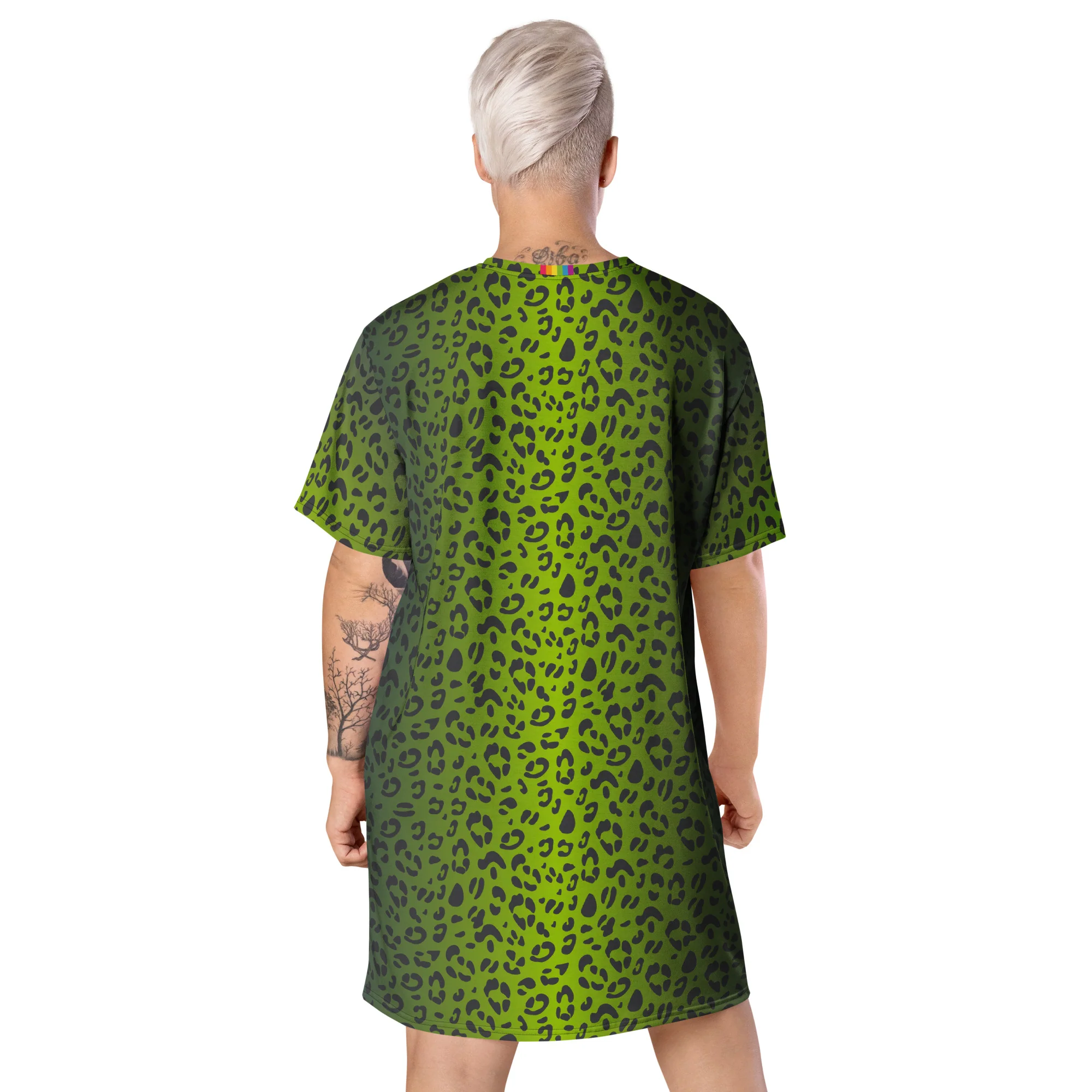Green Leopard Print T-shirt Dress - Image 3
