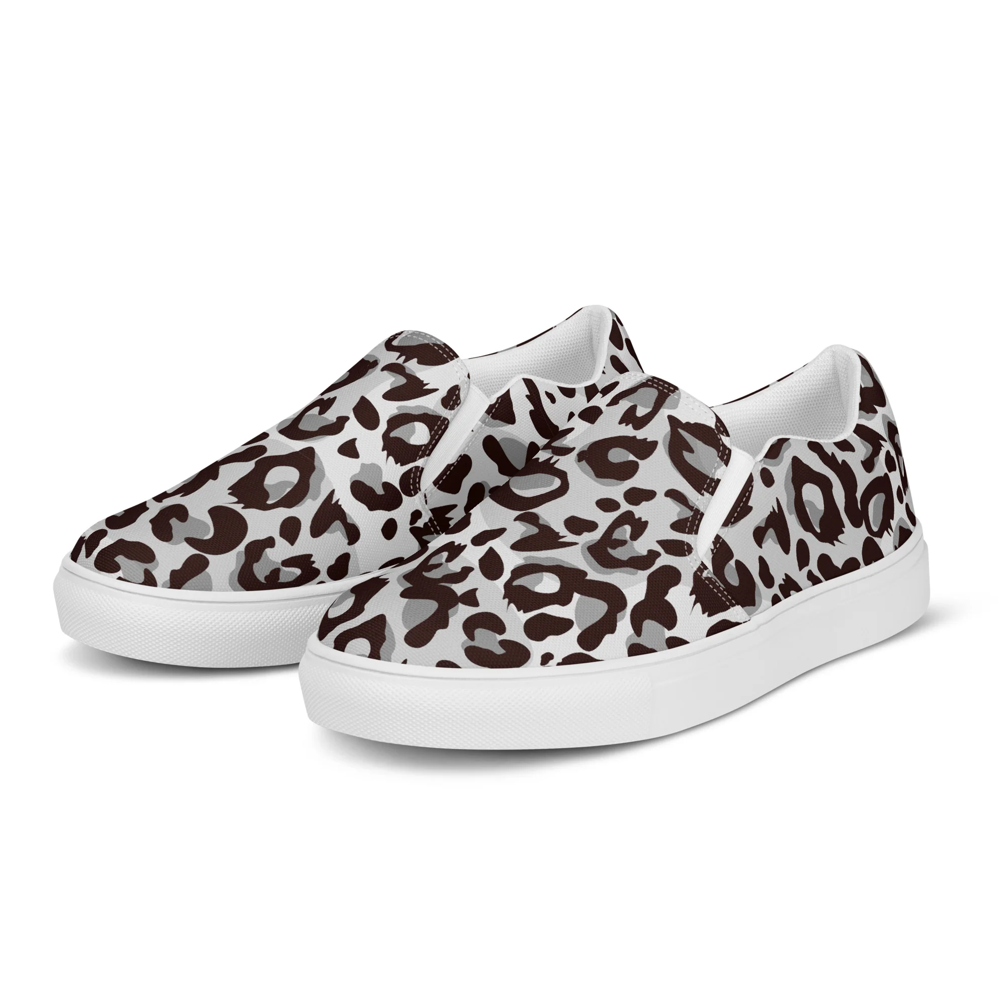 Grey Leopard Print Slip-on Shoes (female sizes)