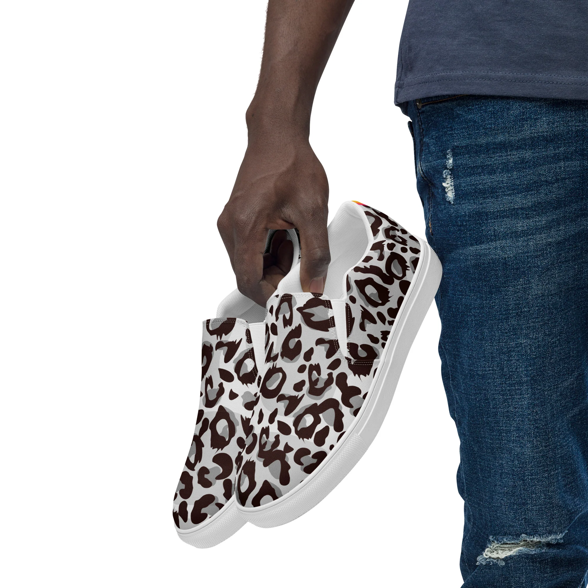 Grey Leopard Print Slip-on Shoes (male sizes) - Image 5