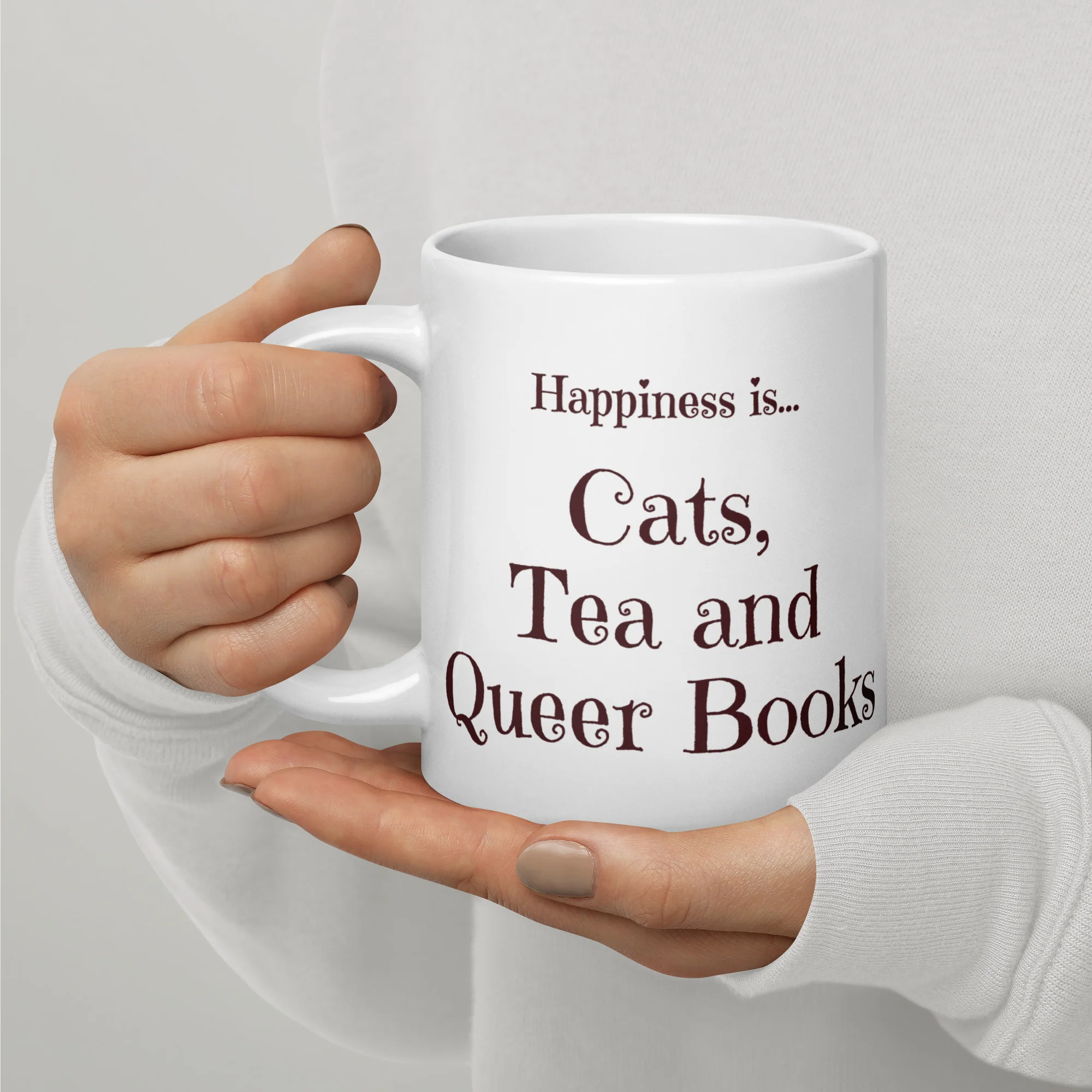 Happiness Is Cats, Tea and Queer Books Mug - Image 2