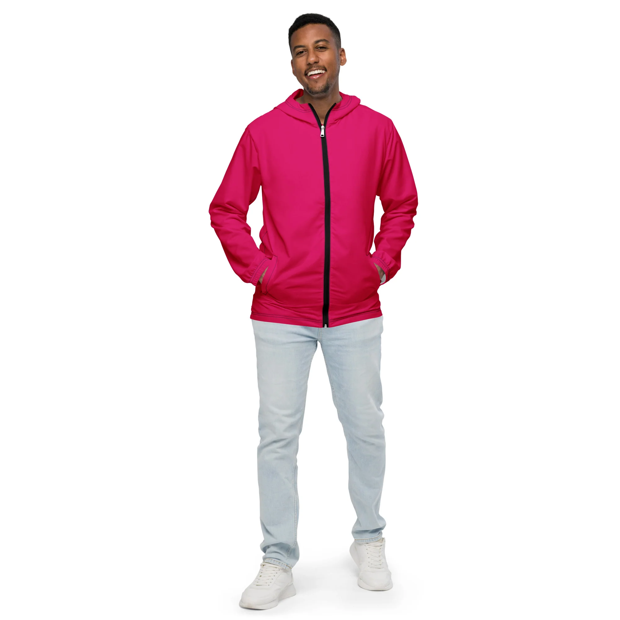Hot Pink Windbreaker With Rainbow Pride Inside - Image 3