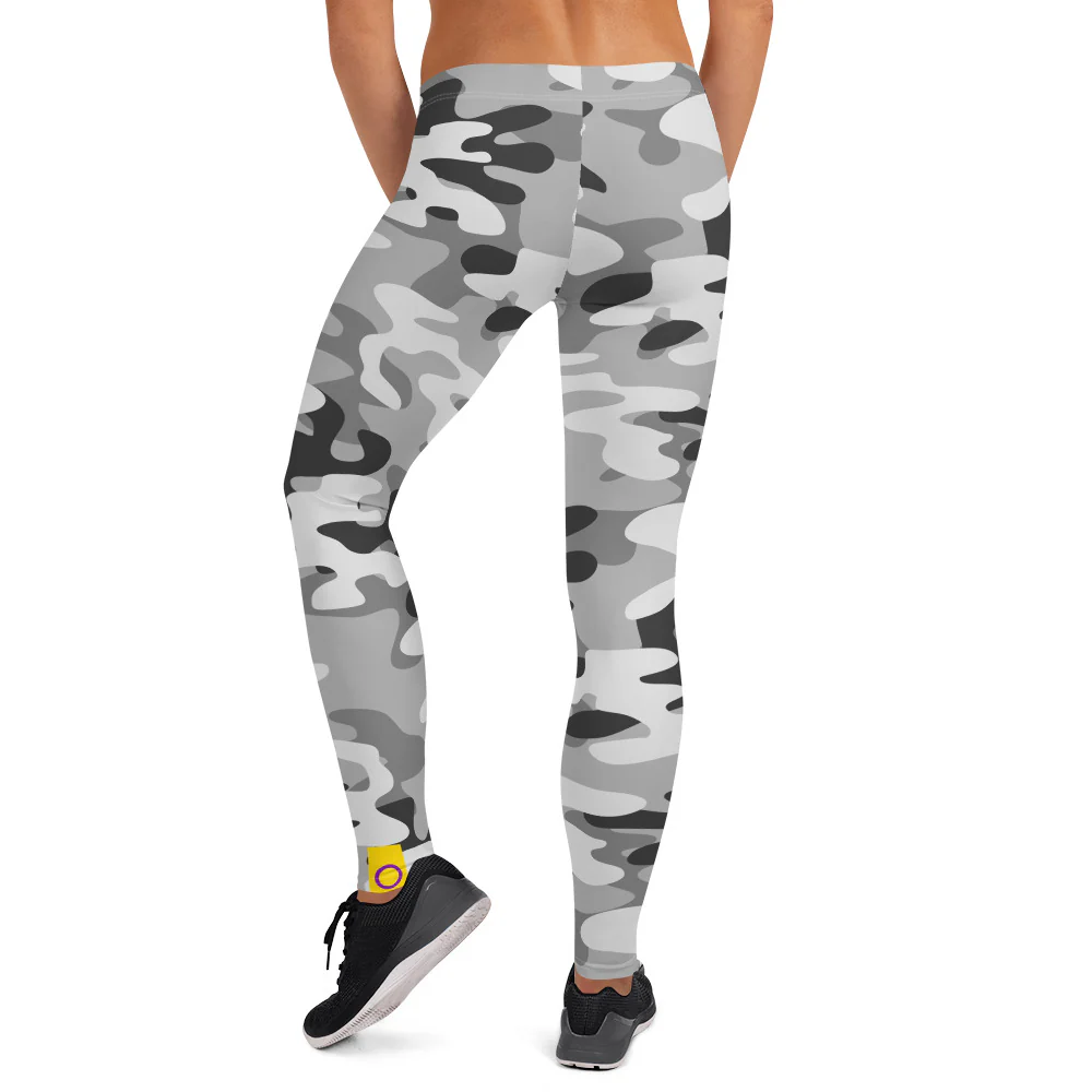 Intersex Pride Flash Grey Camo Leggings - Image 3