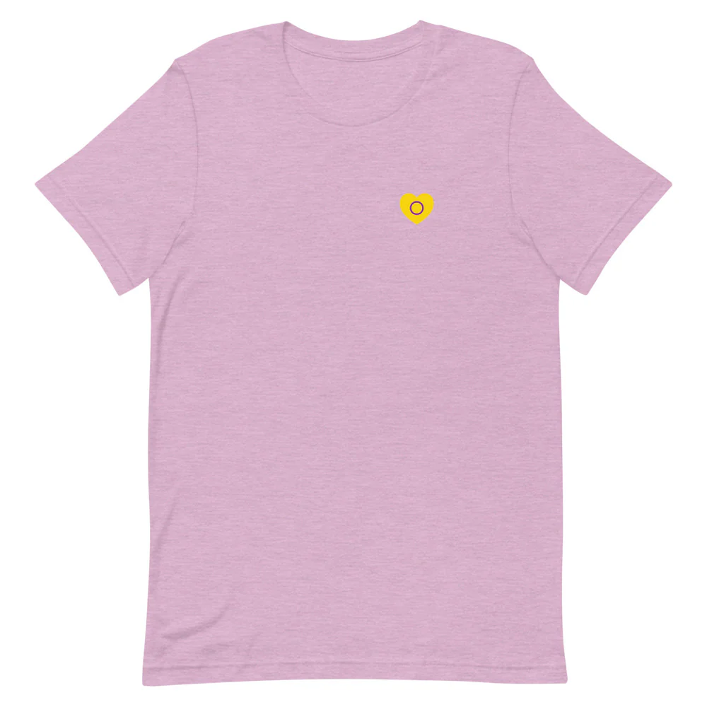 Intersex Pride Small Heart T-Shirt - Image 7