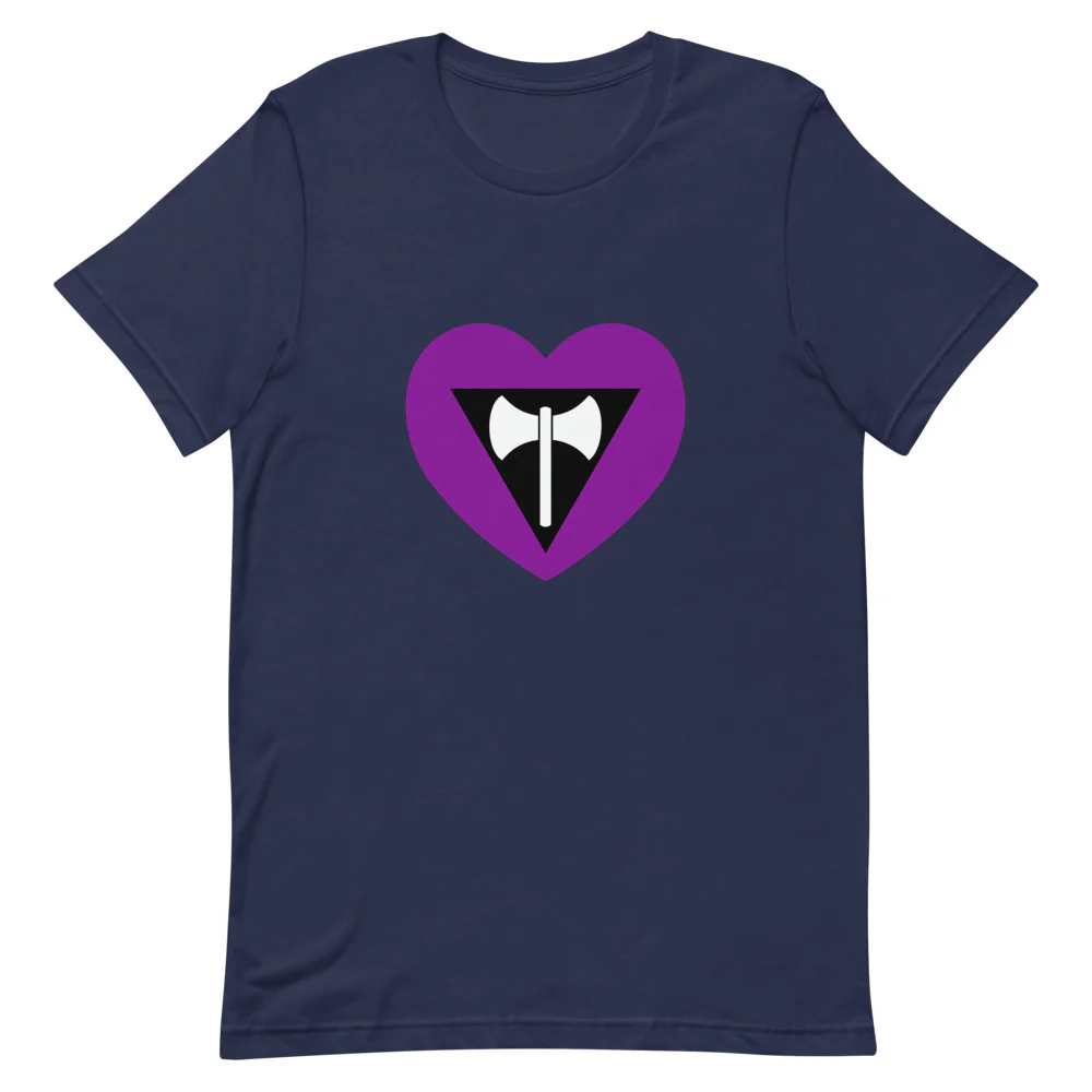Labrys Lesbian Flag Heart T-Shirt - Image 3