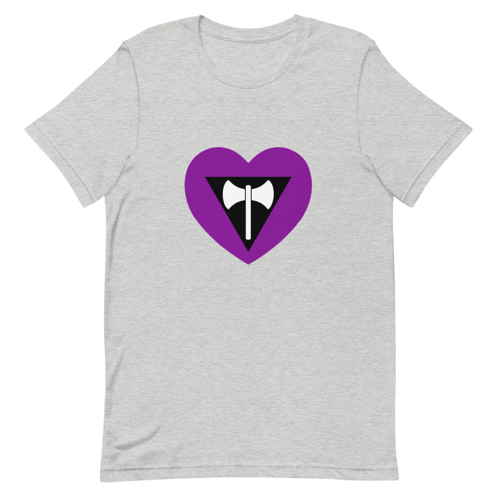 Labrys Lesbian Flag Heart T-Shirt - Image 5