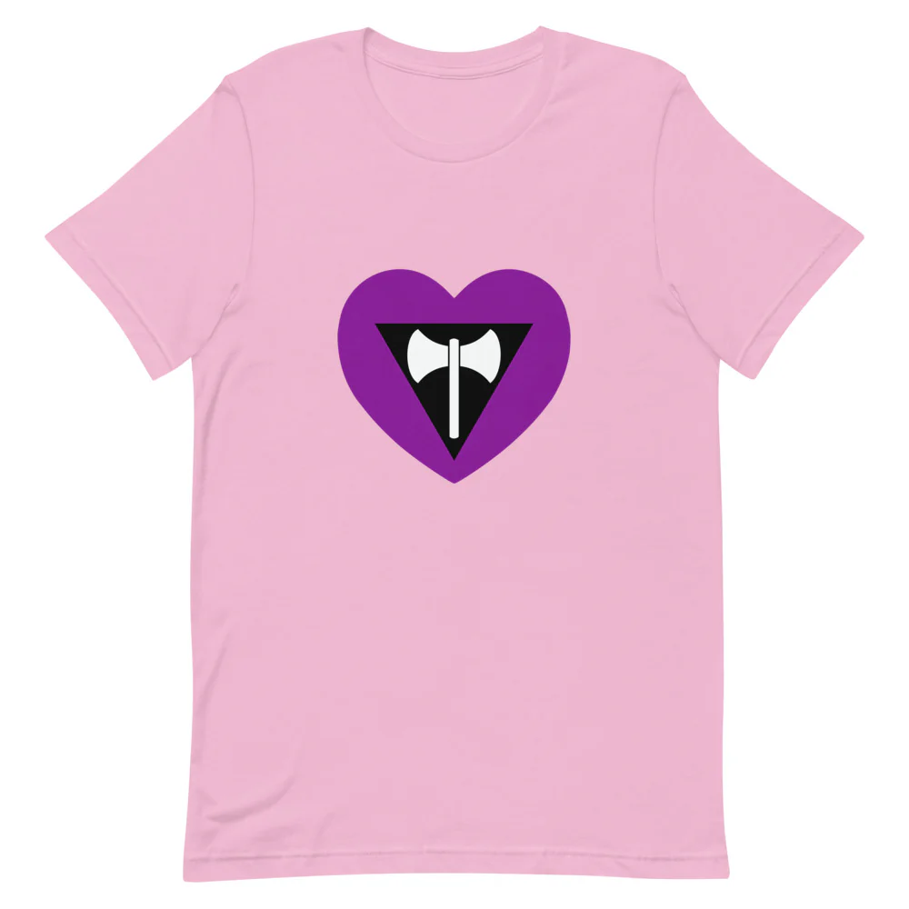 Labrys Lesbian Flag Heart T-Shirt - Image 6