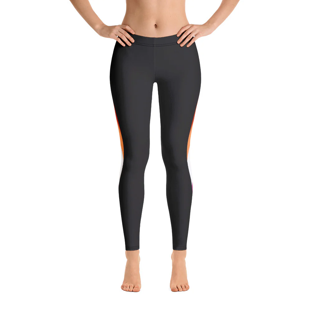 Lesbian 5 Stripe Pride Flag Dynamic Curve Leggings - Image 3