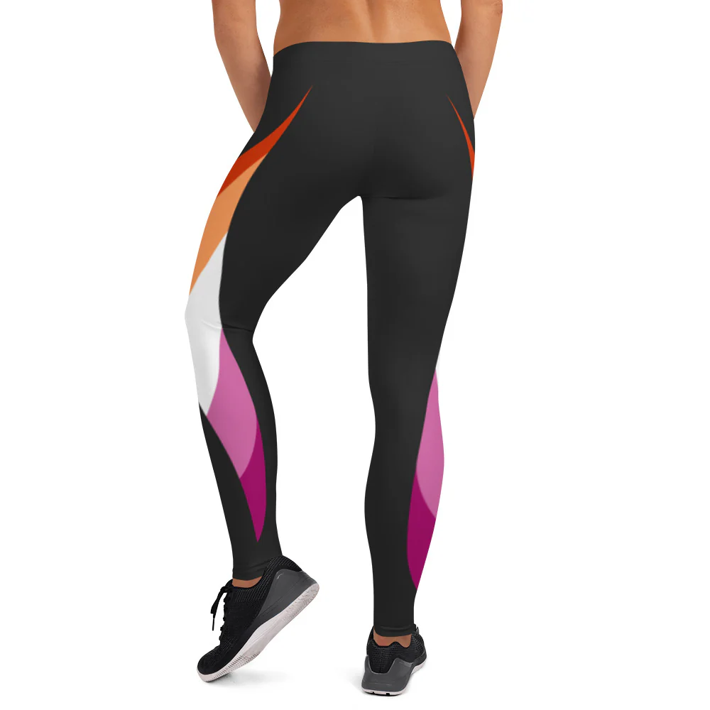Lesbian 5 Stripe Pride Flag Dynamic Curve Leggings - Image 5
