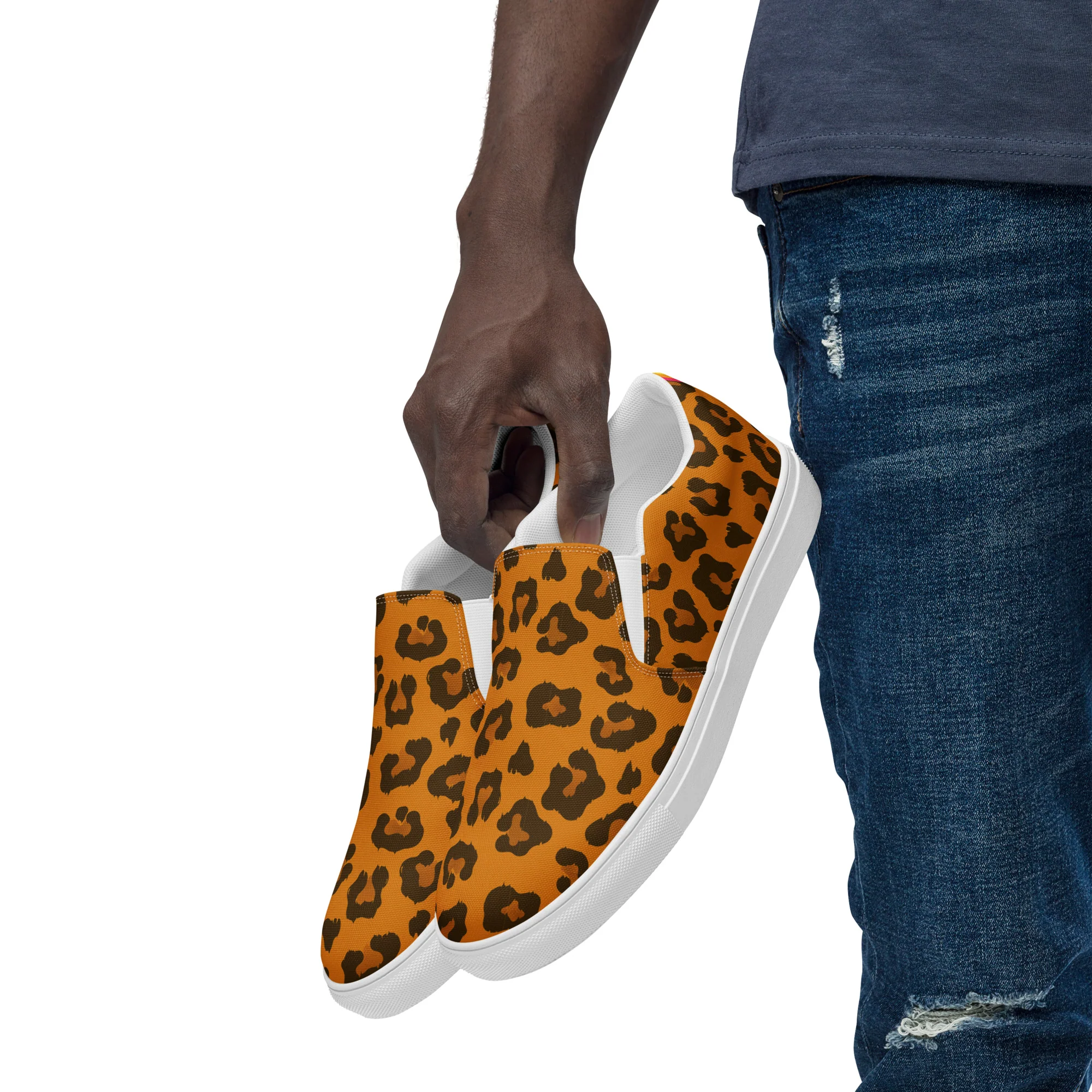 Leopard Print Rainbow Slip-on Shoes (male sizes) - Image 5