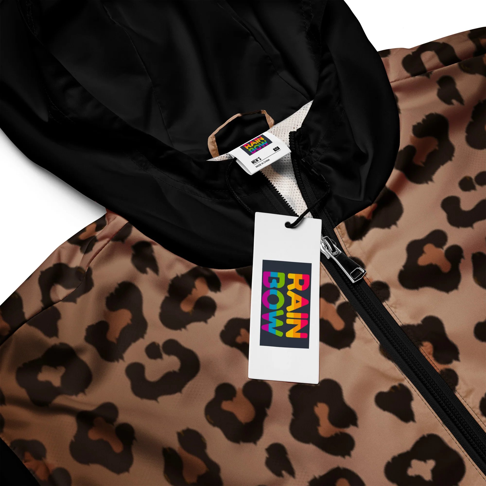 Leopard Print Windbreaker With Rainbow Pride Inside - Image 2
