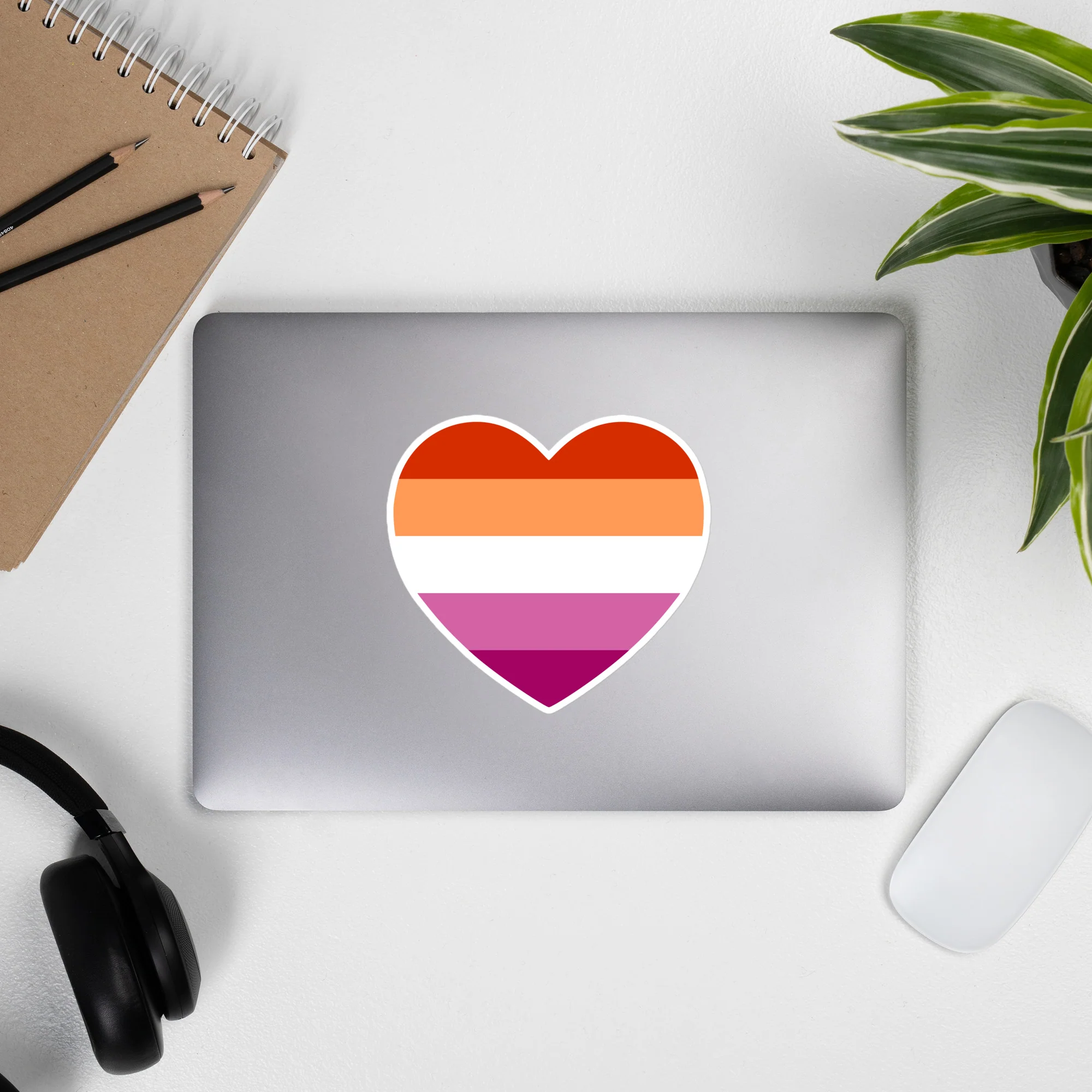 Lesbian 5 Stripe Flag Heart Sticker - Image 4