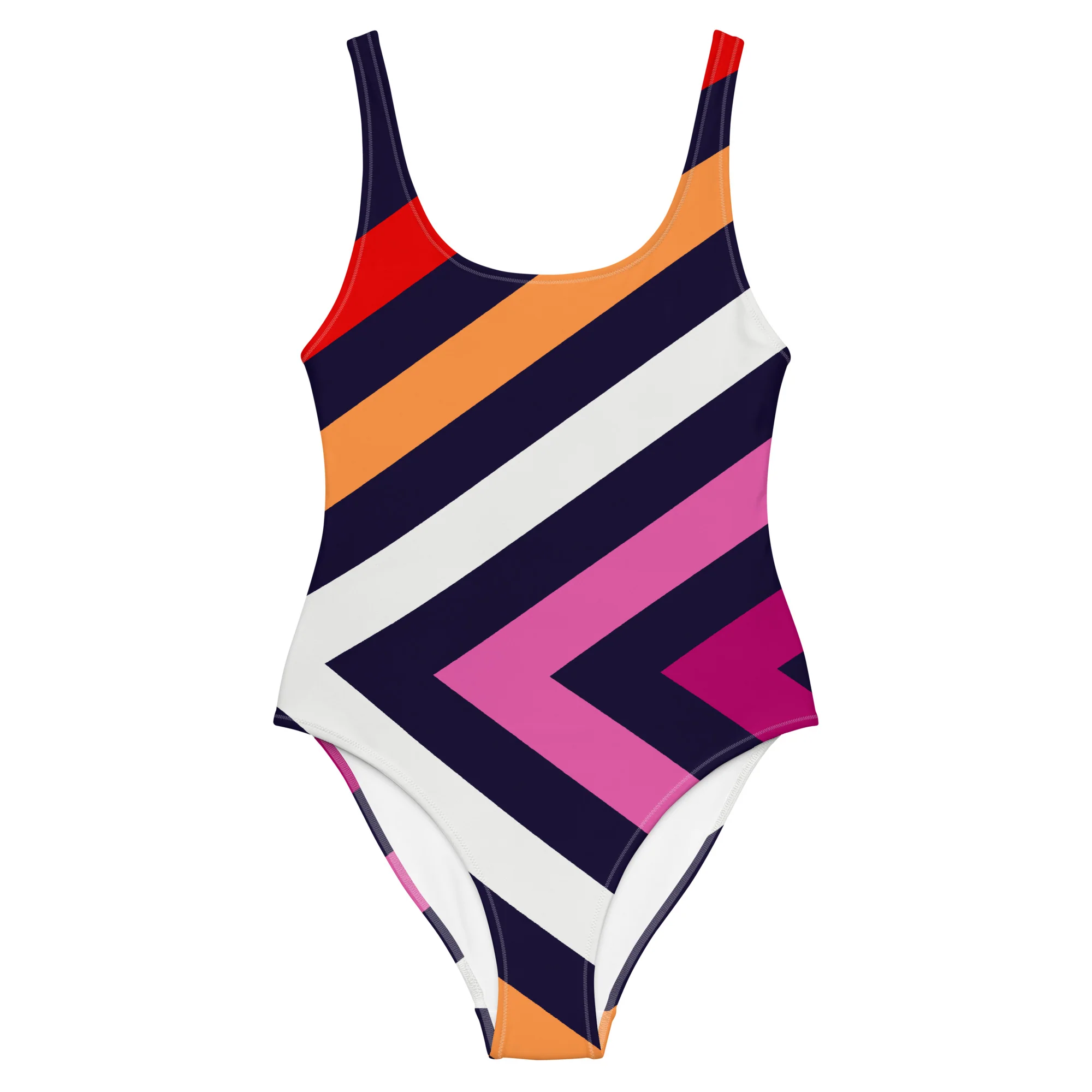 Lesbian Diagonal Stripes One-Piece Swimsuit