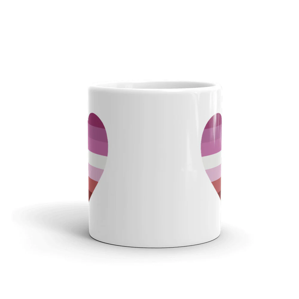 Pink Lesbian Flag Heart Mug - Image 3