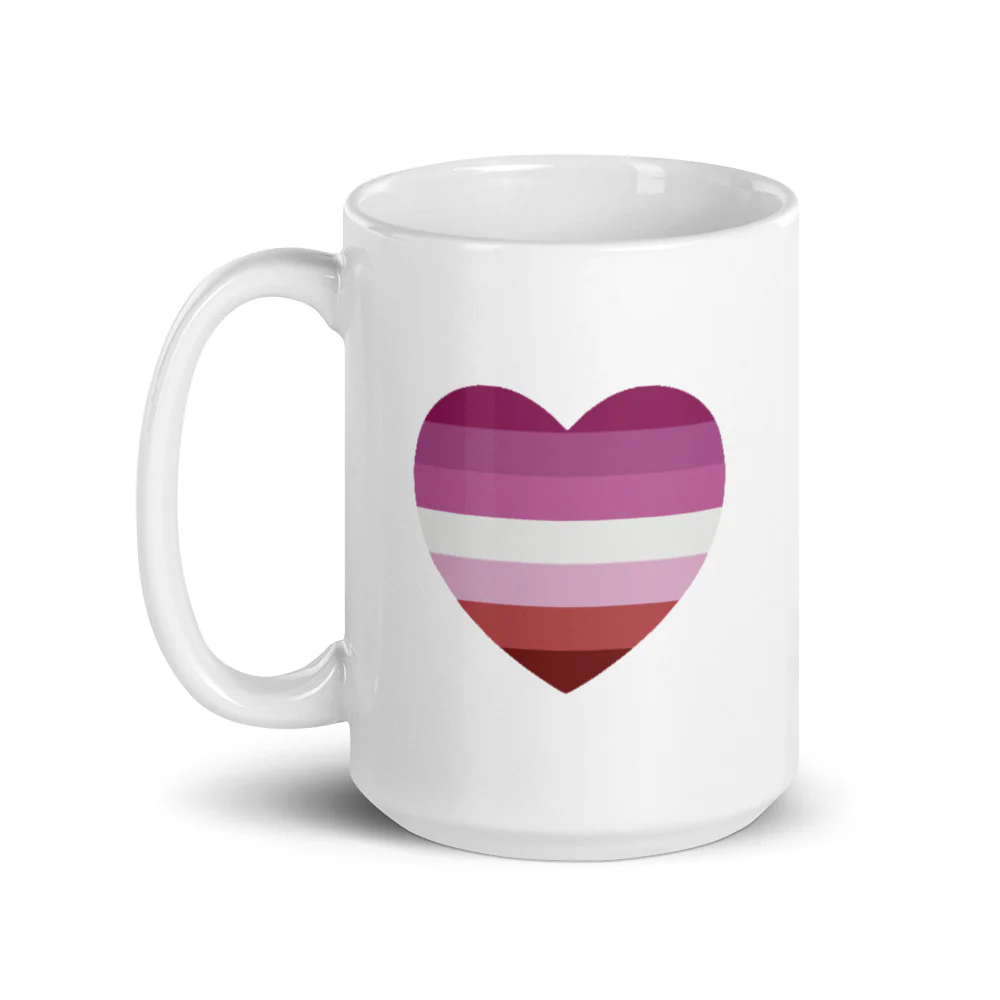 Pink Lesbian Flag Heart Mug - Image 5