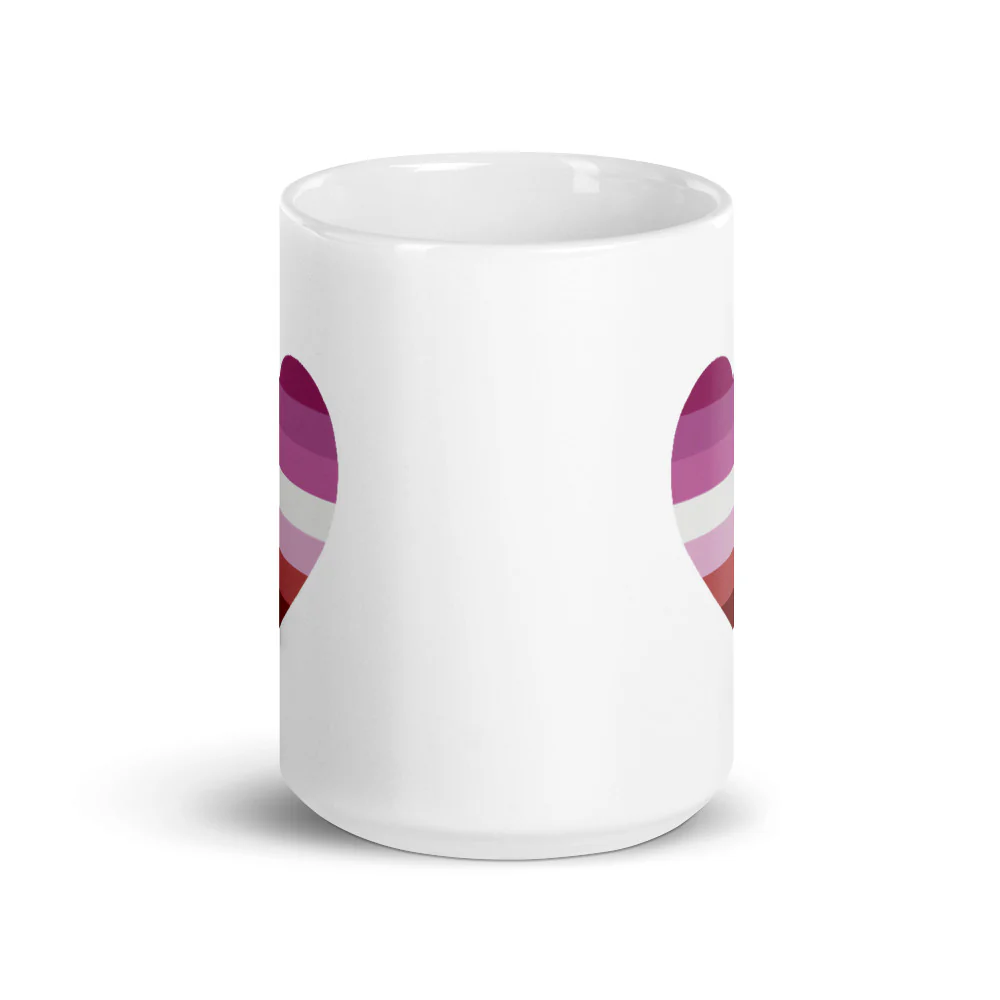 Pink Lesbian Flag Heart Mug - Image 6