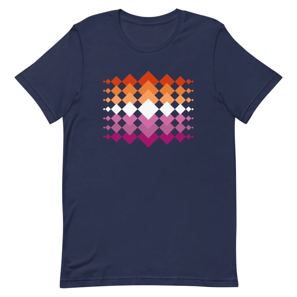 Lesbian Flag Interlocking Diamonds T-Shirt - Image 3