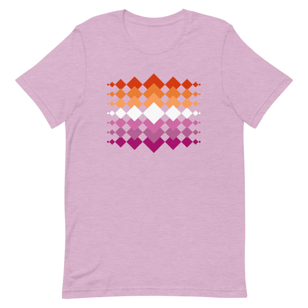 Lesbian Flag Interlocking Diamonds T-Shirt - Image 4