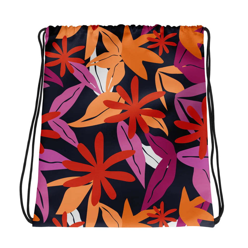 Lesbian Floral Pattern Drawstring Bag