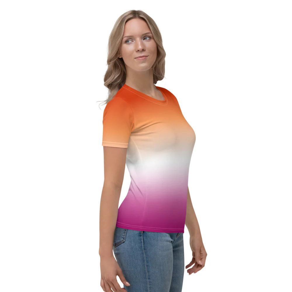 Lesbian Ombre Pride Flag Fitted T-shirt - Image 2