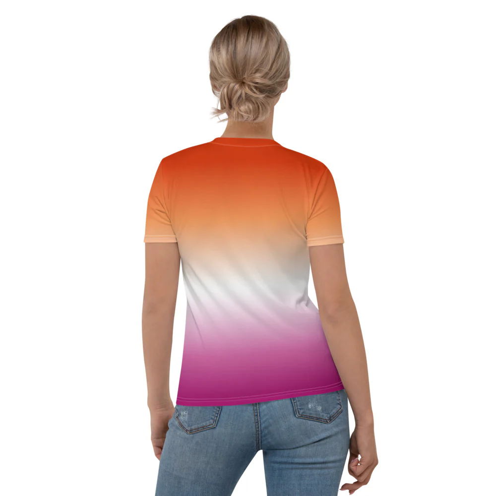 Lesbian Ombre Pride Flag Fitted T-shirt - Image 4