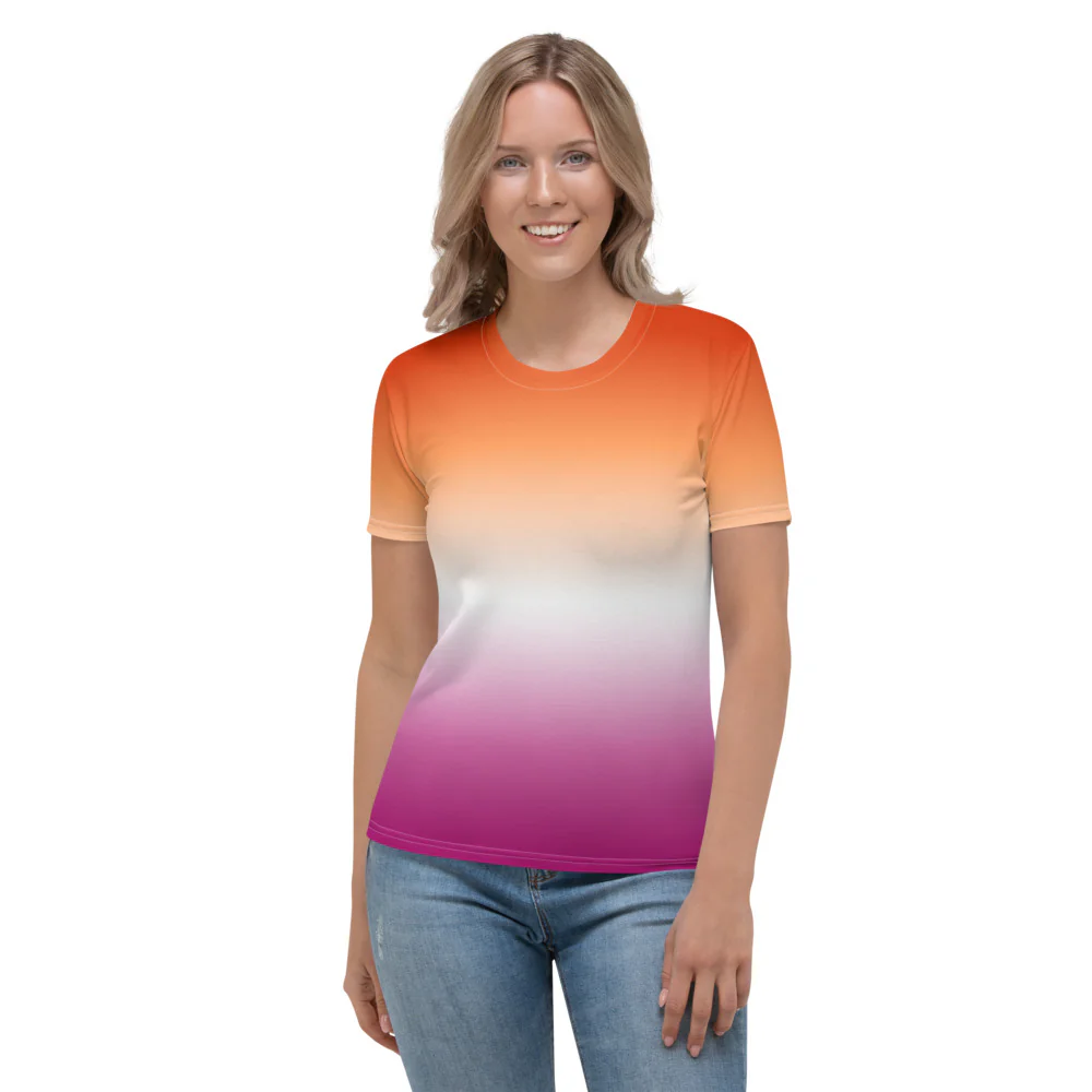 Lesbian Ombre Pride Flag Fitted T-shirt - Image 5