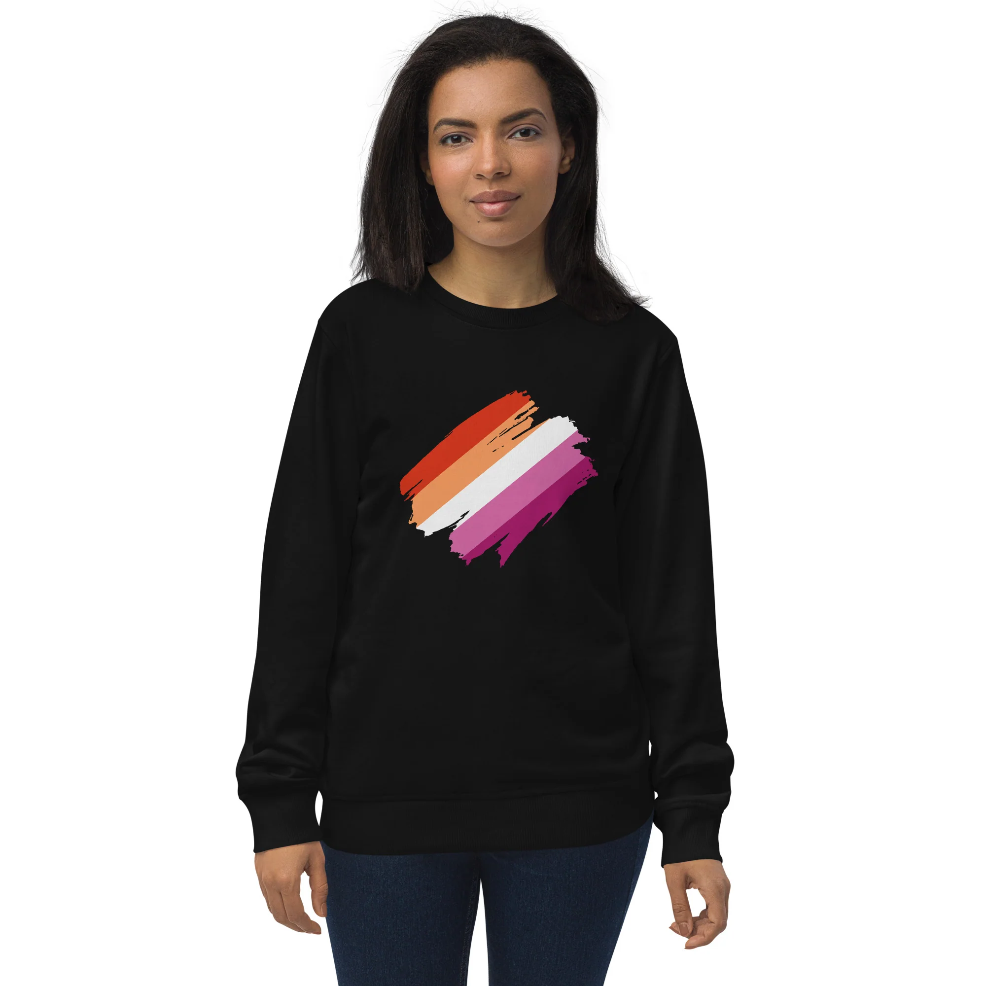 Lesbian Pride Brush Strokes Organic Sweatshirt - Image 3