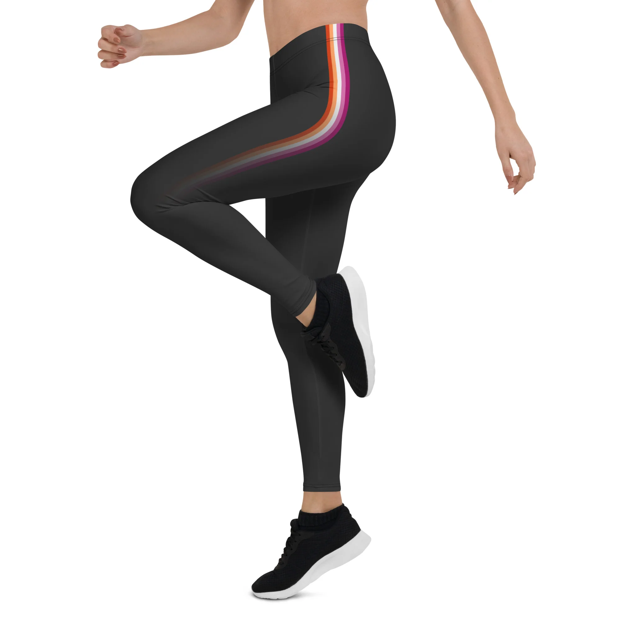 Lesbian Pride Fade Black Leggings - Image 4