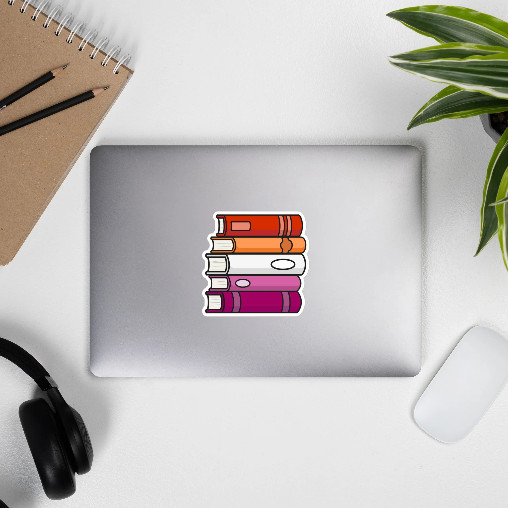 Lesbian Pride Flag Book Stack Sticker - Image 3