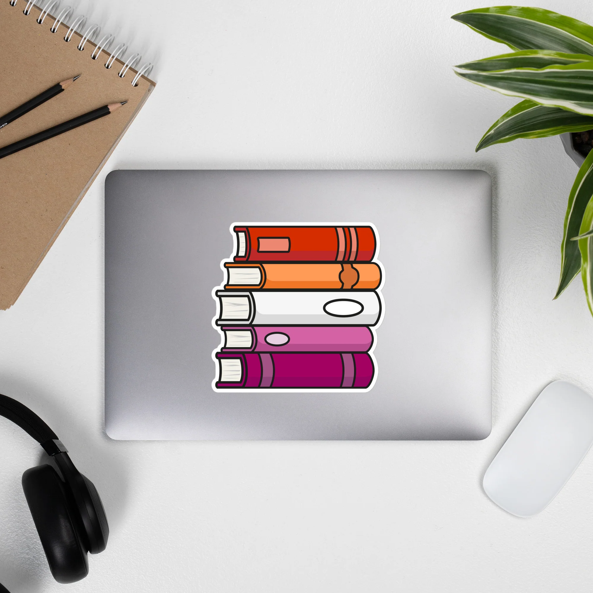 Lesbian Pride Flag Book Stack Sticker - Image 4