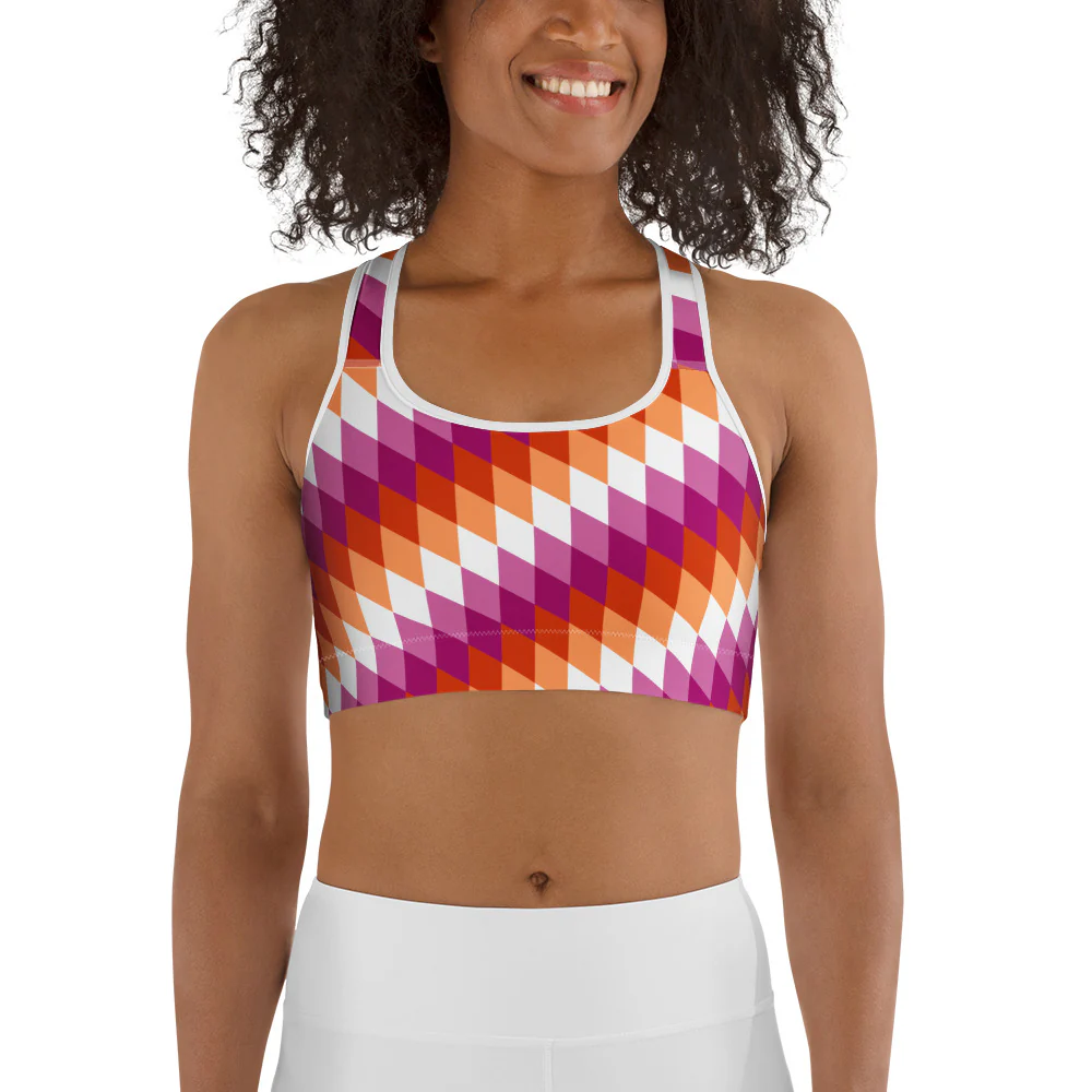 Lesbian Pride Flag Diamonds Sports Bra - Image 2