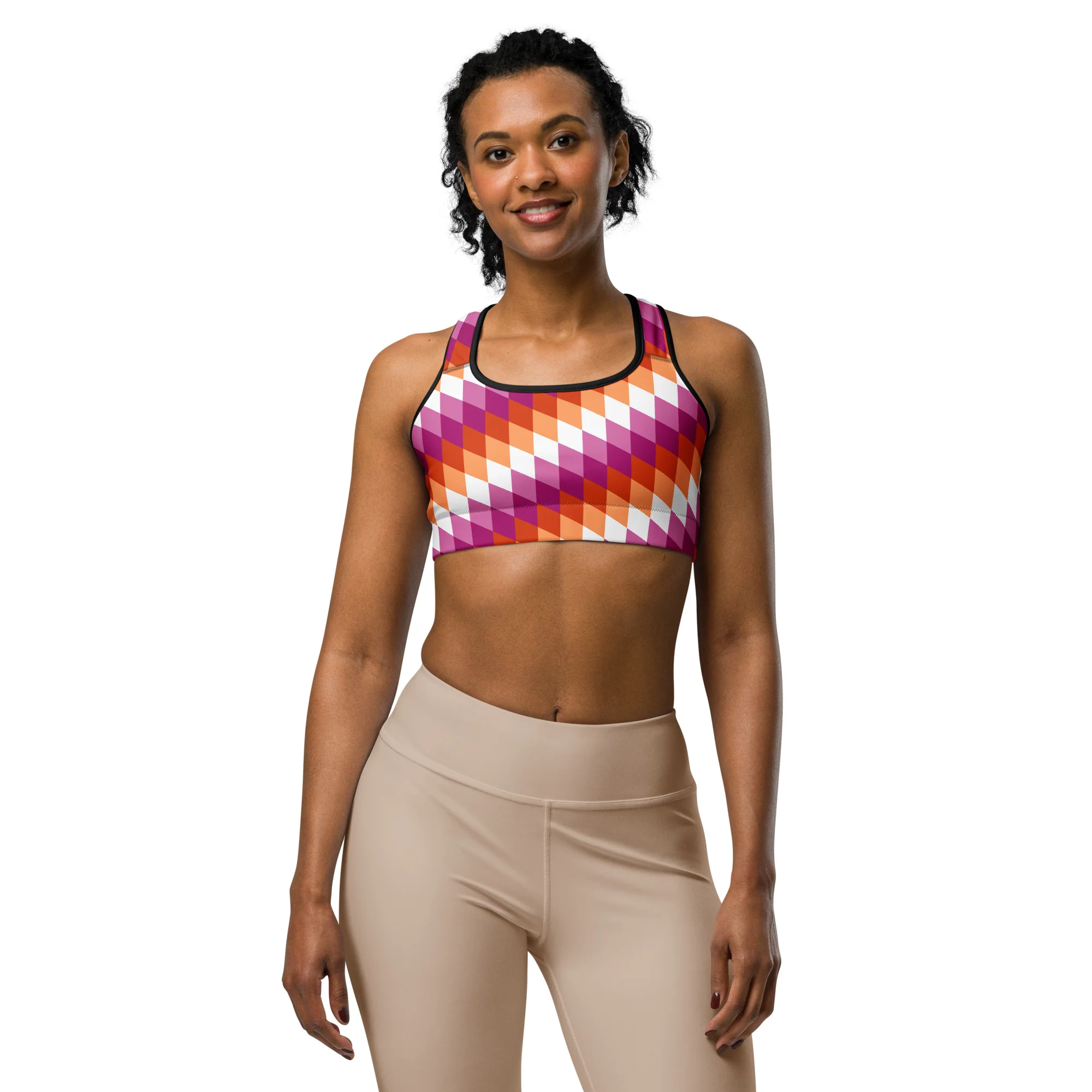 Lesbian Pride Flag Diamonds Sports Bra - Image 3