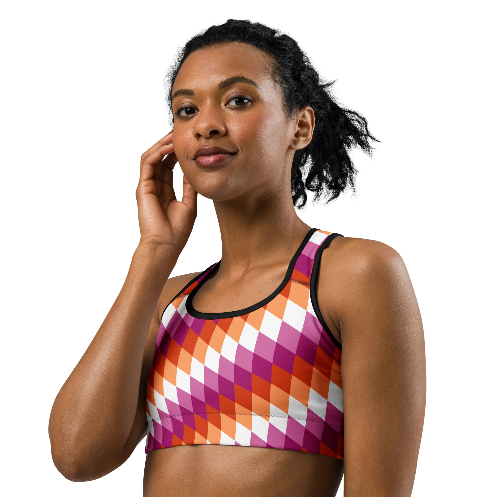 Lesbian Pride Flag Diamonds Sports Bra - Image 4
