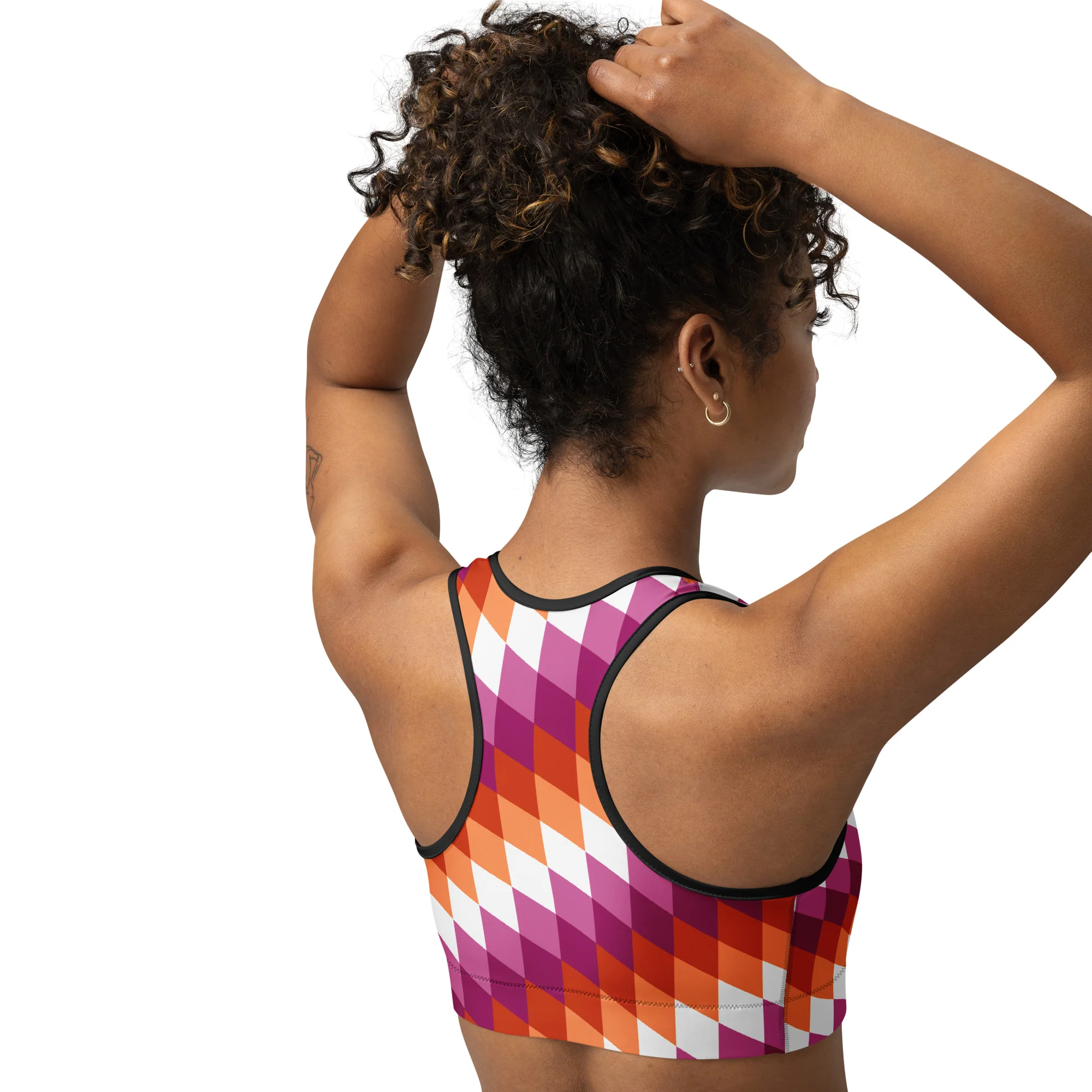Lesbian Pride Flag Diamonds Sports Bra - Image 5