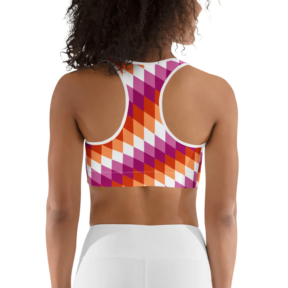 Lesbian Pride Flag Diamonds Sports Bra - Image 7