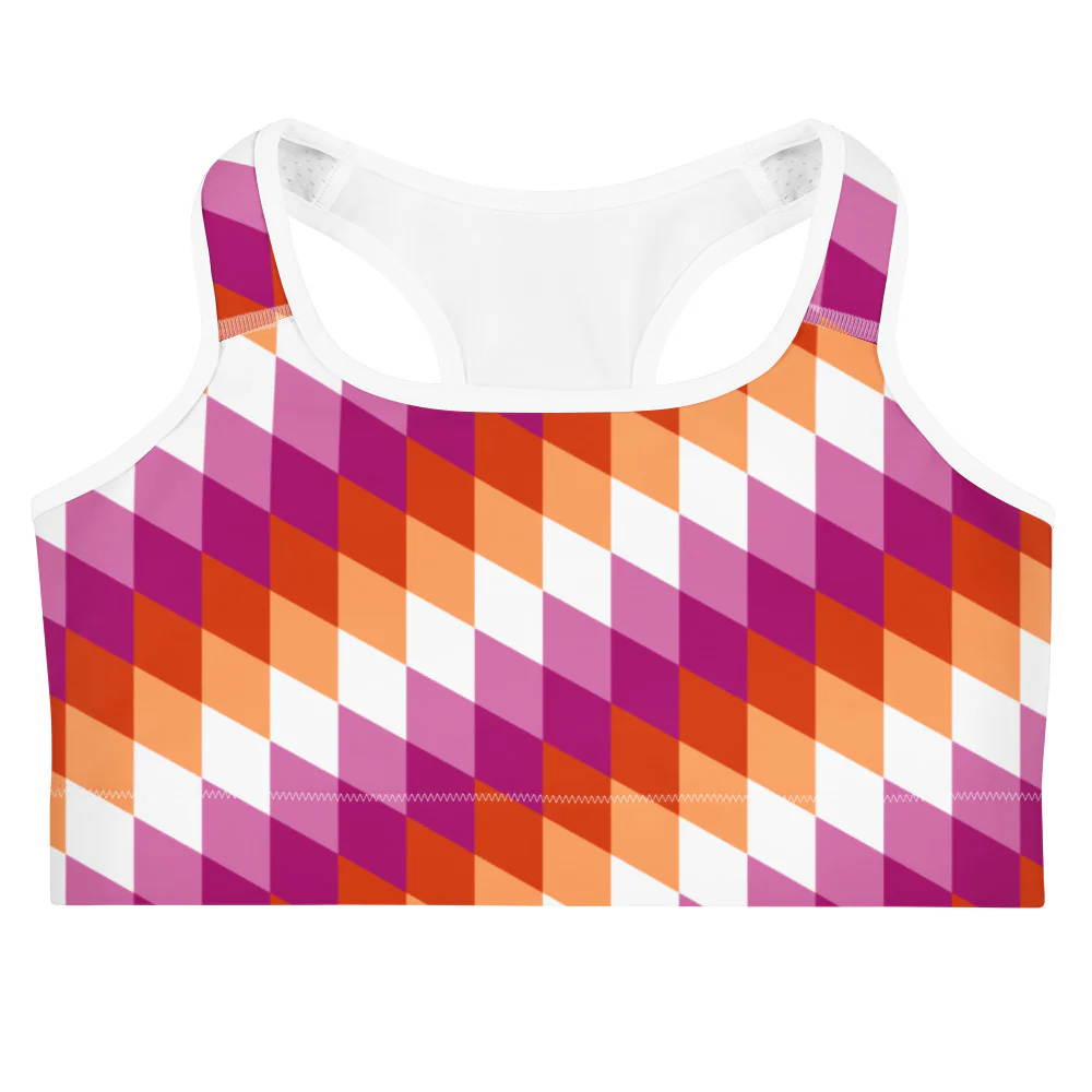 Lesbian Pride Flag Diamonds Sports Bra - Image 9