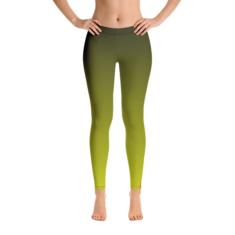 Lesbian Pride Flag Fade To Lime Leggings - Image 5