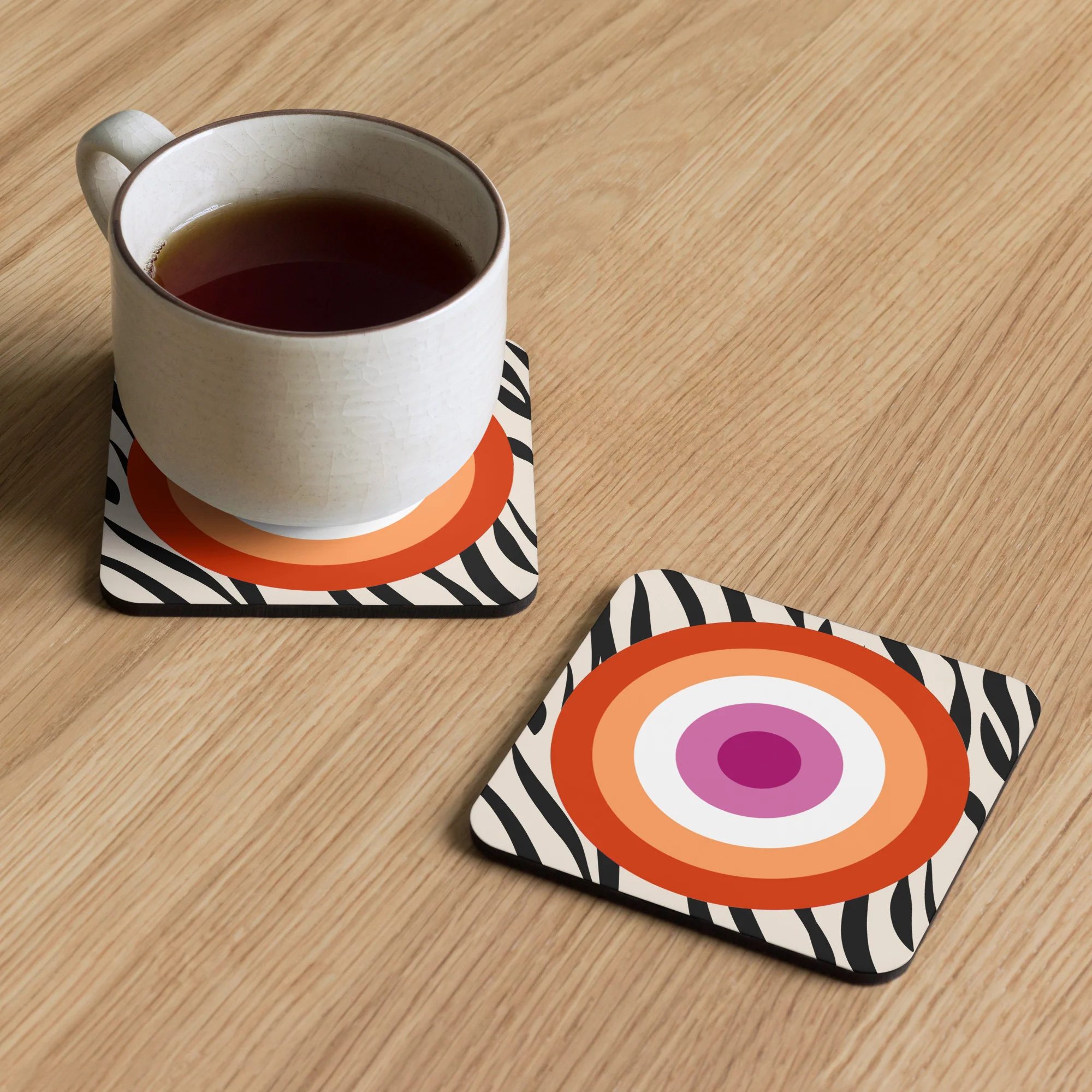 Lesbian Pride Flag Roundel on Zebra Coaster - Image 2