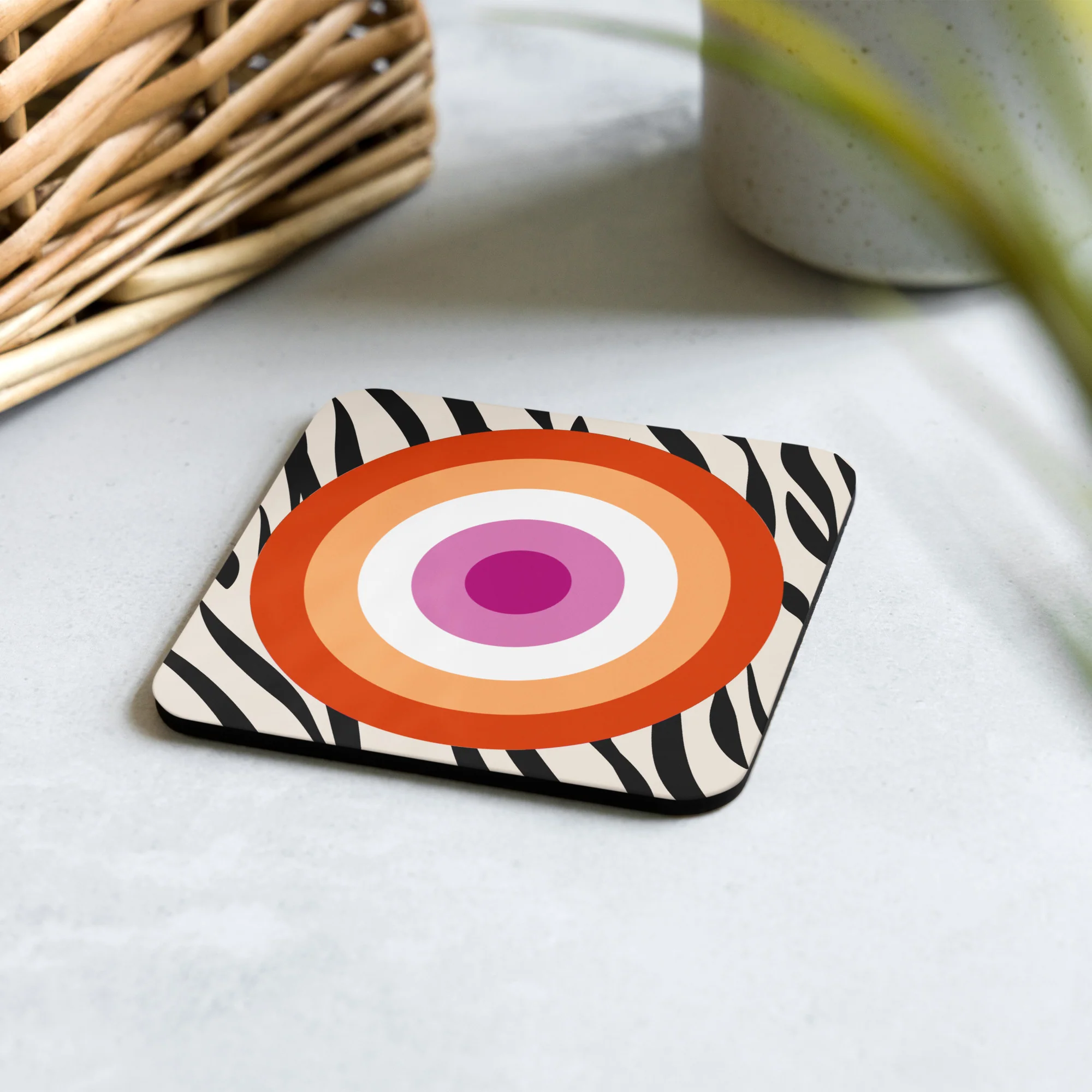 Lesbian Pride Flag Roundel on Zebra Coaster - Image 5